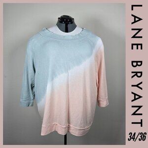 Lane Bryant Tie-Dye Waffle Knit Round Neck Top Size‎ 34/36 (EUC)